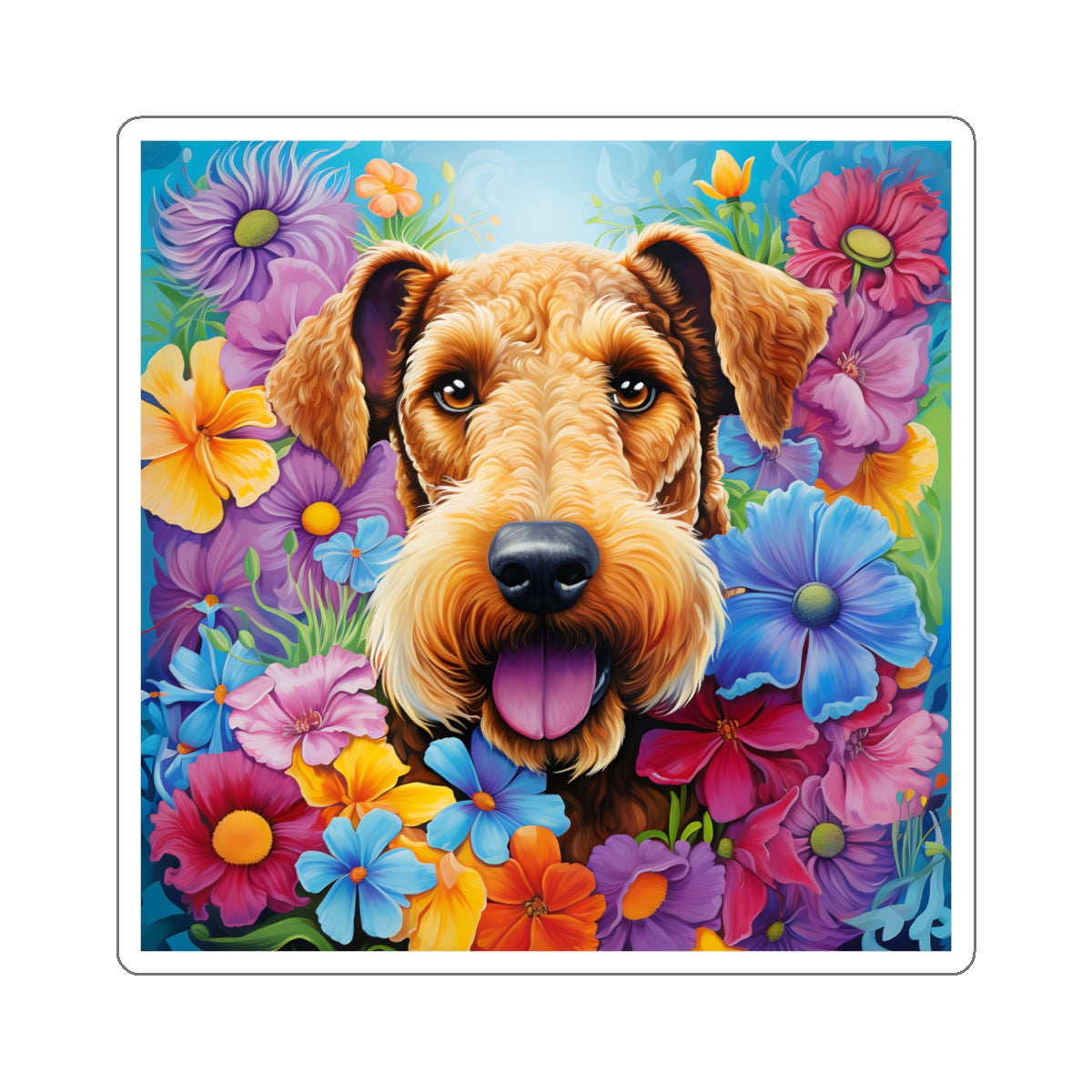 Floral Dog Kiss Cut Sticker