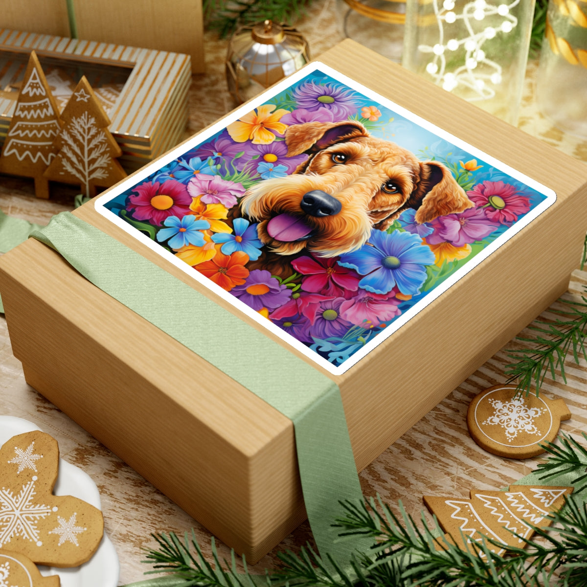 Floral Dog Kiss Cut Sticker