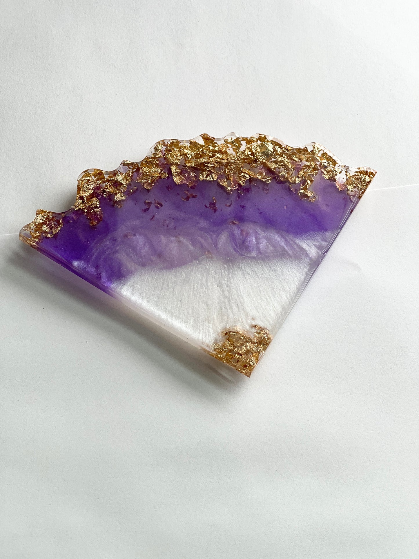 Triangle resin coasters, resin coaster set, four resin coasters, purple coasters, geode coasters