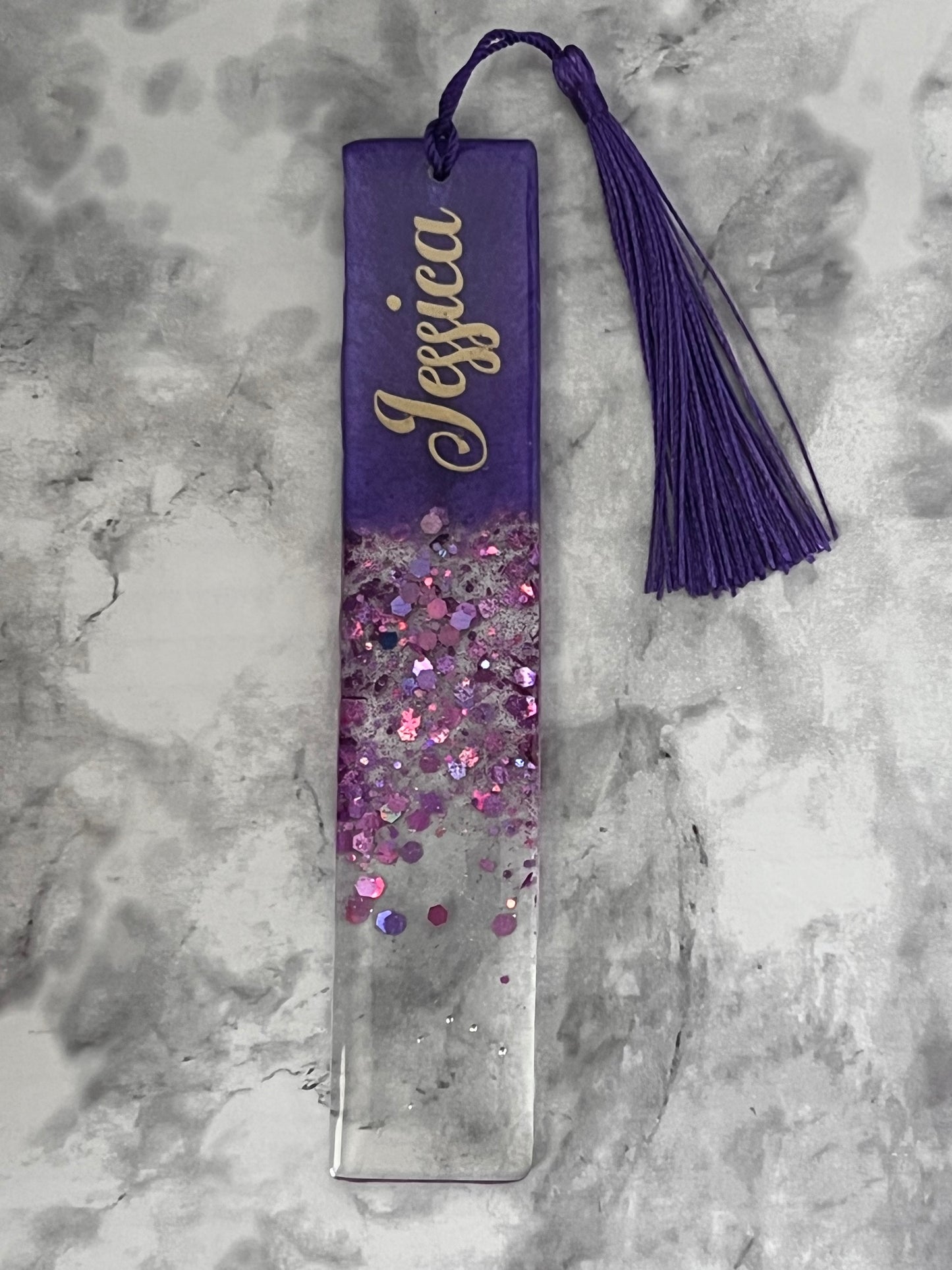 Personalized Purple Resin Bookmark