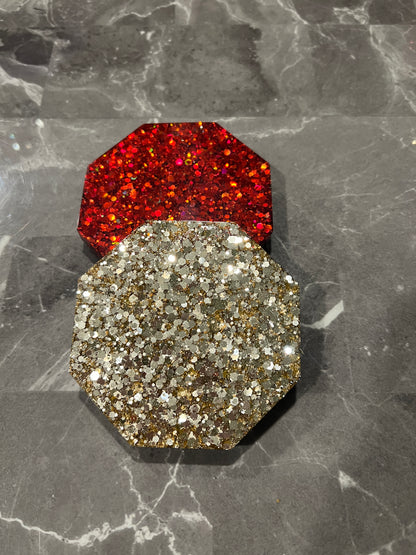Red and Gold Glitter Coasters