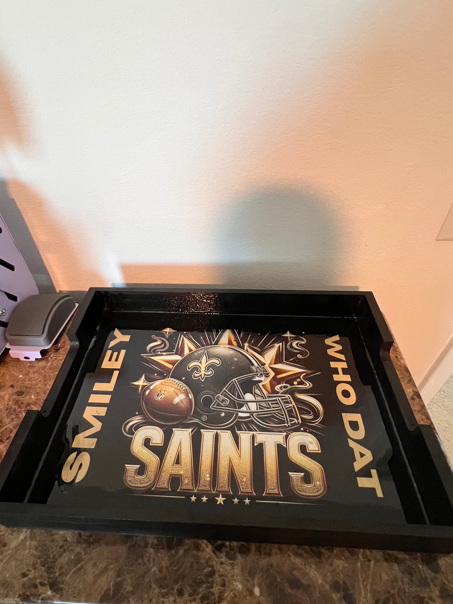 Personalized Team Tray With New Orleans Saints And Personalized Custom Name