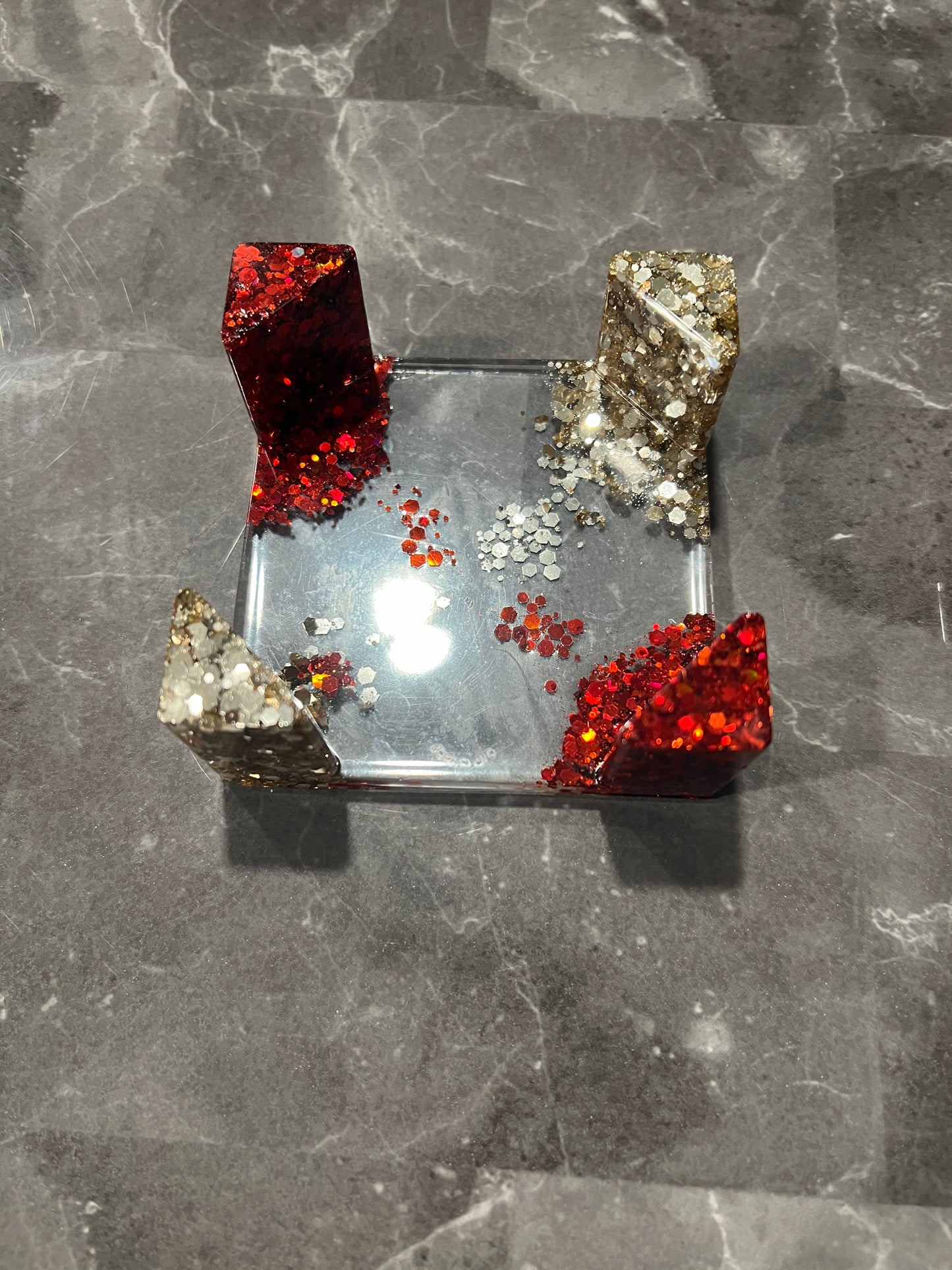 Red and Gold Glitter Coasters