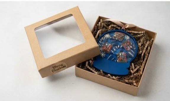 3D Layered Snow Globe Holiday Ornament with Christmas Elf Characters