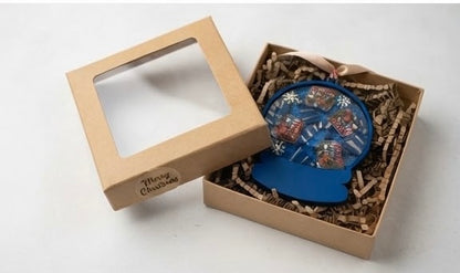 3D Layered Snow Globe Holiday Ornament with Christmas Elf Characters