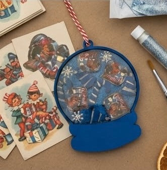 3D Layered Snow Globe Holiday Ornament with Christmas Elf Characters