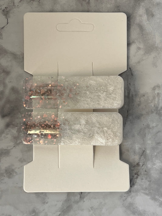 Glitter Handmade Rectangle Resin Hair Clip