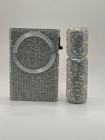 Dazzling Rhinestone-Covered Phone Holder & Traveling Size Perfume Case