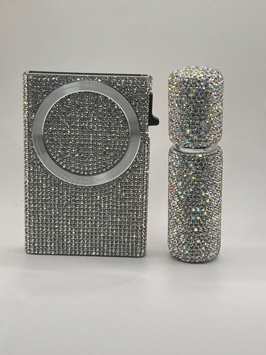 Dazzling Rhinestone-Covered Phone Holder & Traveling Size Perfume Case