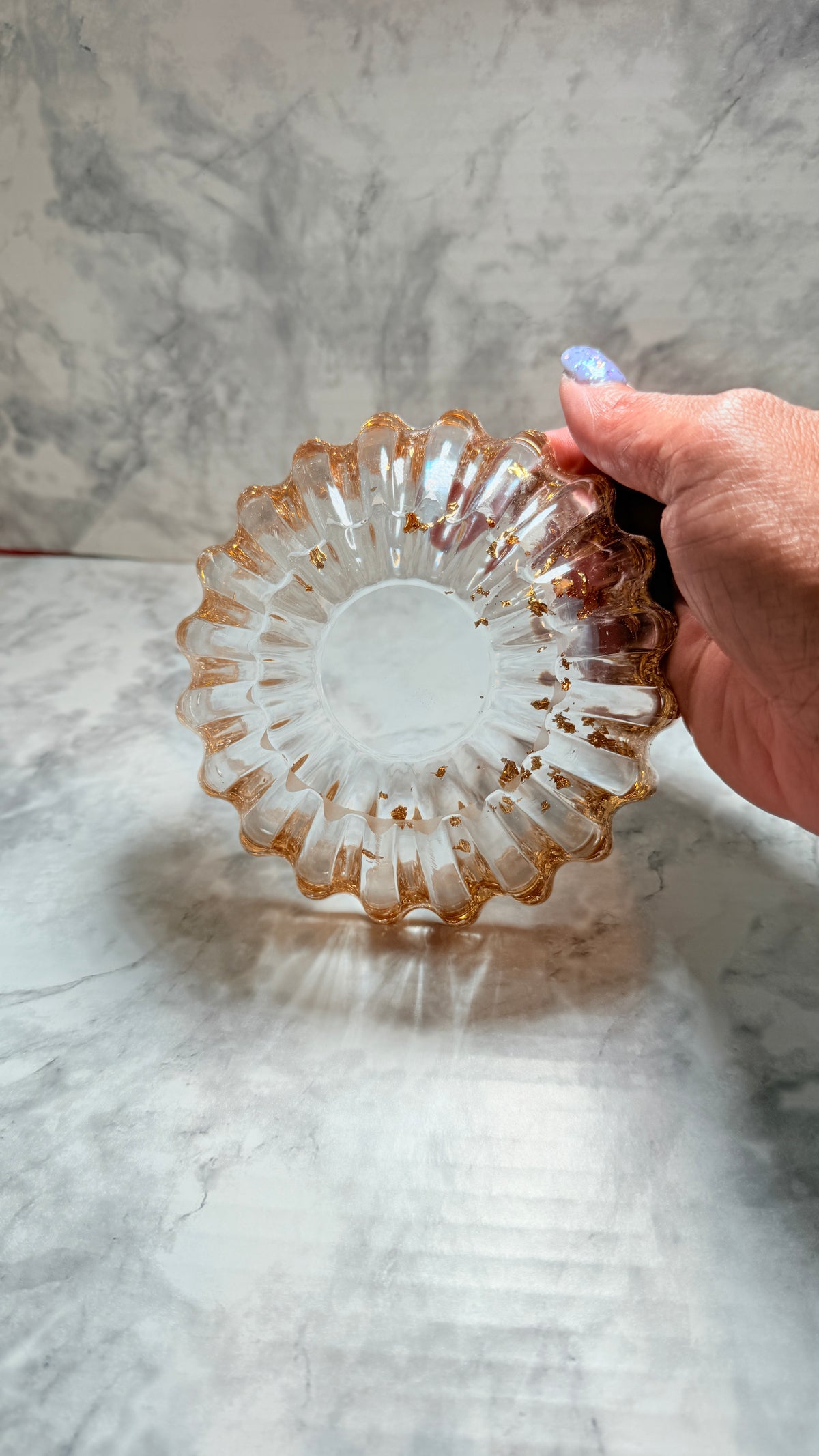 HANDMADE GOLD AND CLEAR RESIN BOWL